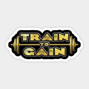 Black and Gold Train to Gain Workout Design Sticker